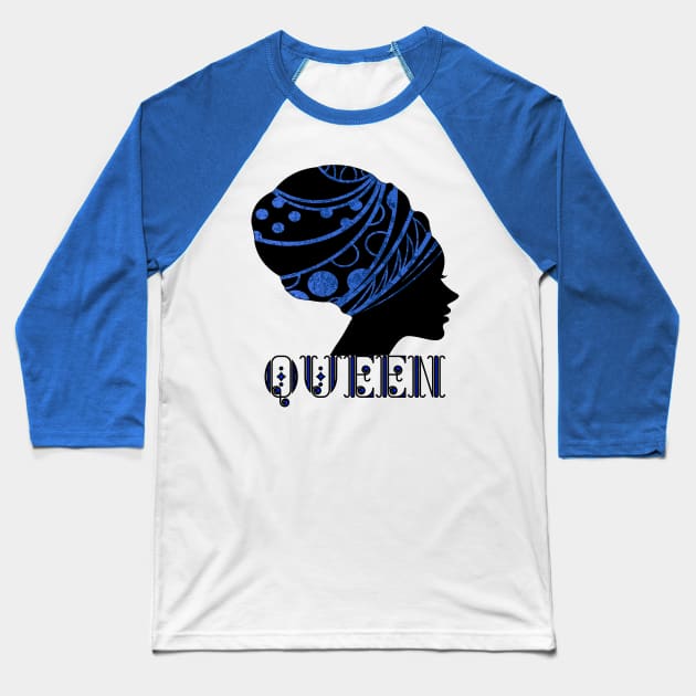WOMEN Empowerment Black Queen Blue Baseball T-Shirt by SartorisArt1